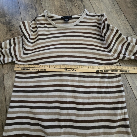 CALVIN KLEIN Jeans sweater size large mens striped brown and tan - Picture 4 of 9
